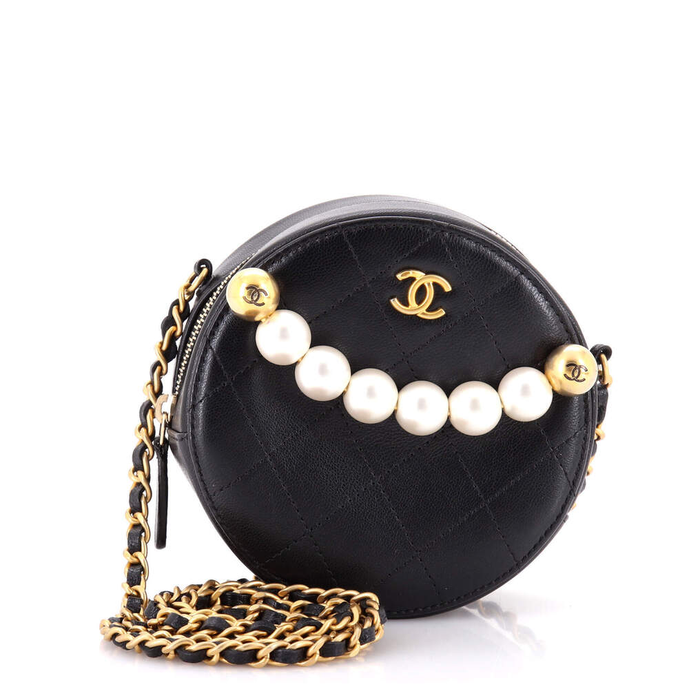 Chanel Chic Pearls Round Clutch with Chain